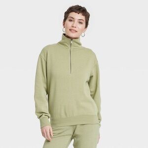 NWT Quarter Zip Pullover Sweatshirt - Universal Thread - Light Olive - Size S
